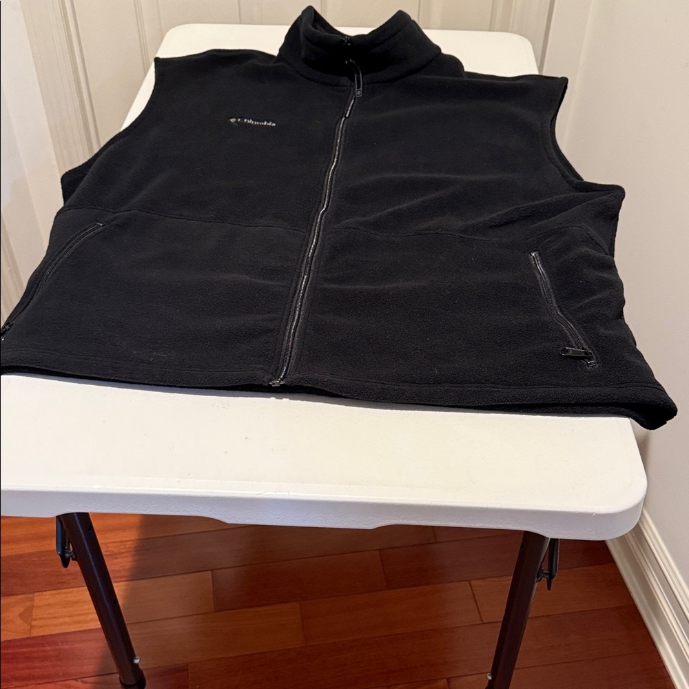 Columbia 3XLT TallMan Dk Blk Fleece Full Zip Up High Collar Outdoor Durable Vest - Picture 6 of 14